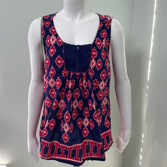 TOPSHOP Navy and Red Geometric Tank - Picture 1 of 7
